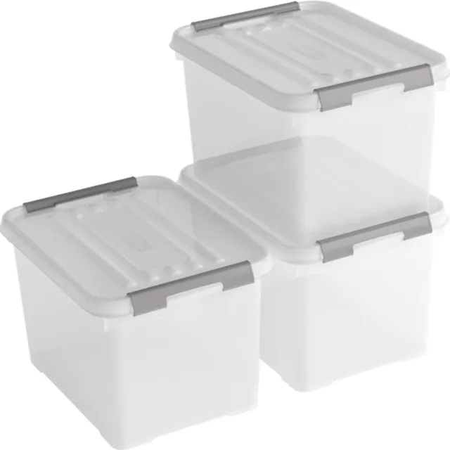 Curver Handy+ Opbergbox - 20L - 3 stuks - Transparant met deksel