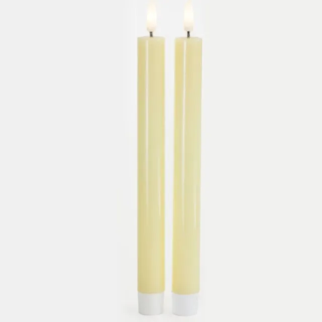 Sirius LED-Dinerkaarsen 'Sille' (25cm hoog, Set van 2) - Pale Yellow - Licht Geel Pale Yellow - Dinerkaars