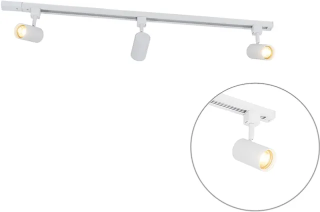 QAZQA jeana - Moderne Spot railsysteem verlichting, railverlichting geschikt voor led - 3 lichts - L 100 cm - Wit - Woonkamer | Slaapkamer | Keuken