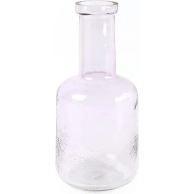 Countryfield Glazen Fles - sierfles - Vaas in licht lila - roze "Edina" - hoogte 27 cm - geslepen glas
