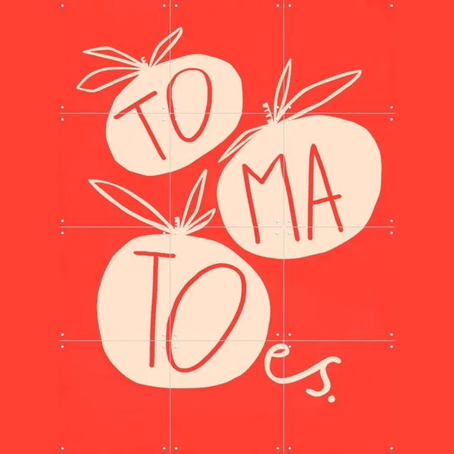 IXXI Tomatoes, Gozde - 60 x 80 cm - Grote wanddecoratie en posters - Illustraties, Speels, Typografie, Grafisch Ontwerp, Eetkamer, Keuken, Café Rood