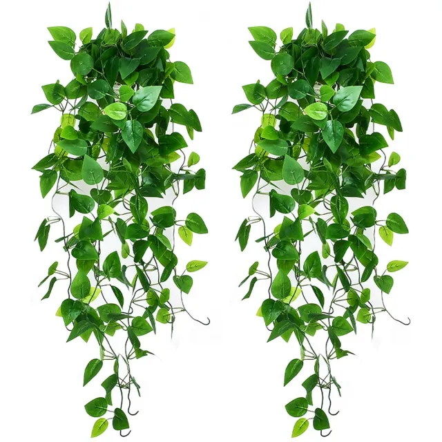 Famanu 100 cm kunstplanten, 95% realistische klimop, set van 2 stuks Groen
