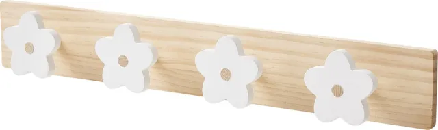 vertbaudet Houten kapstokhaak met 4 bloemen wit