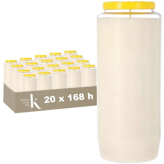 Kristen Kaars 7 Dagen Wit – Kaarsen – 20 Stuks – Herdenkingslicht – Grafkaars – Brandduur 168 Uur – Voor Binnen en Buiten