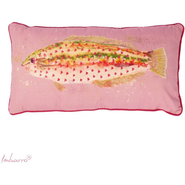 Imbarro Home & Fashion Imbarro - Kussen - Sierkussen - Neon - Vis - 35x70cm - 100% Katoen Roze