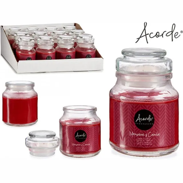 Acorde Geurkaarsenset 2 stuks - ROOD FRUIT - 22u - in glas met stolp