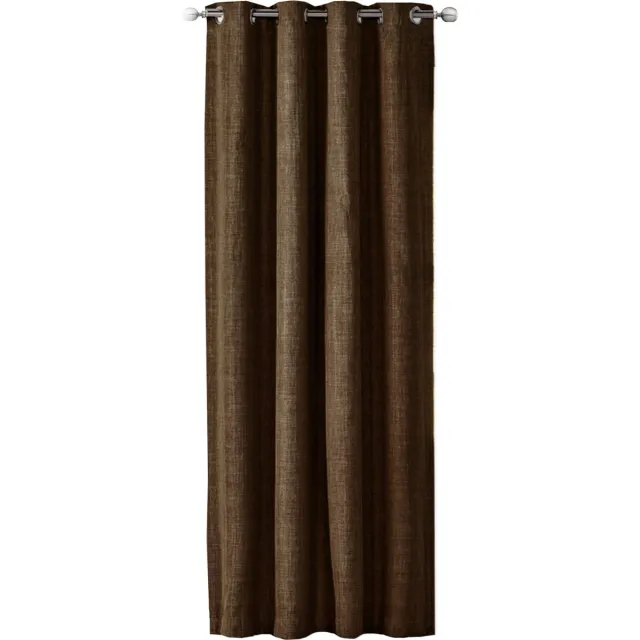 JEMIDI Kant-en-klaar gordijn in linnenlook - Gordijn met ringen 140 x 245 cm - Ondoorzichtig gordijn - Donkerbuin Donkerblauw