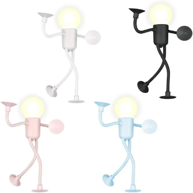 longziming Vormveranderend Atleet Nachtlampje met Zuignap – Flexibel LED Nachtlicht – Warm Licht – Decoratief & Cadeau-idee voor Slaapkamer en Badkamer Roze + Zwart + Blauw + Wit