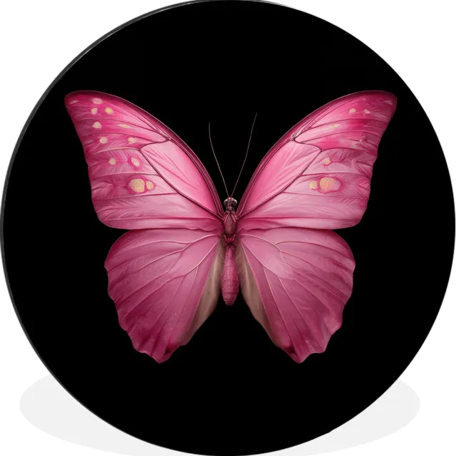WallCircle Wandcirkel - Muurcirkel - Vlinder - roze - Elegant - Aluminium - Dibond - 120x120 cm - Binnen en Buiten Vlinder - Elegant