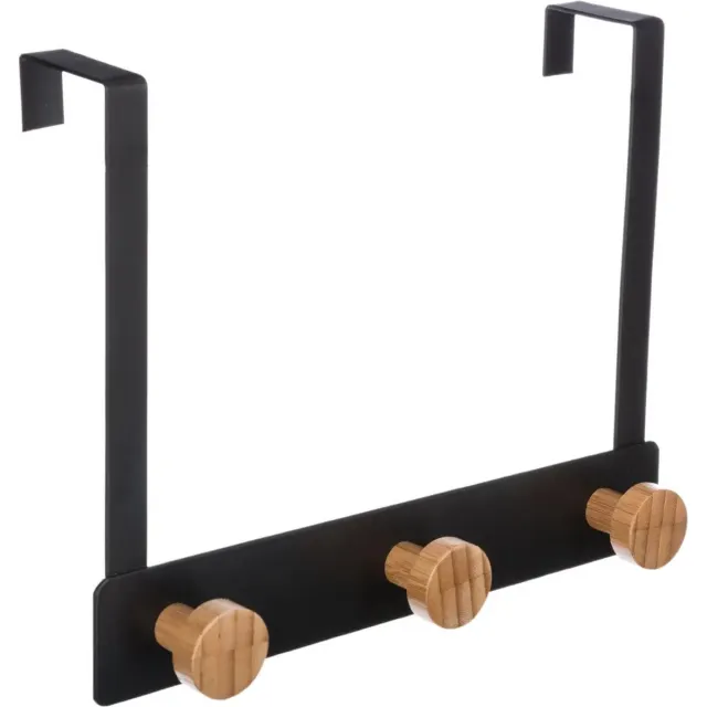 5Five® 5Five Deurkapstok - met 3 ophanghaken/knoppen - zwart/beige - B25 x H20 cm - metaal/bamboe