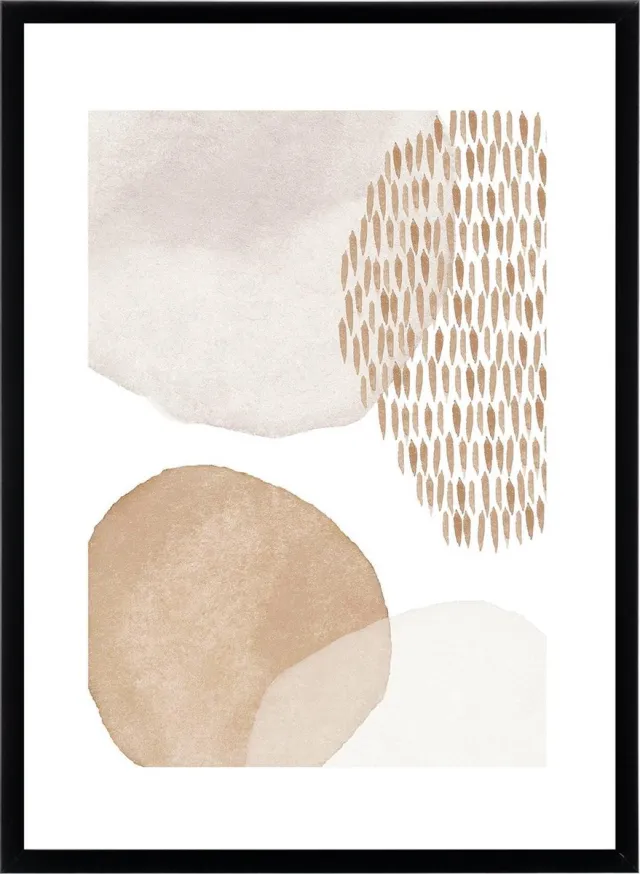 Esque Poster Abstract Waterverf Design Aquarel - Roze, Bruin en Goud - Watercolor - 50x70 cm Roze | Bruin | Goud