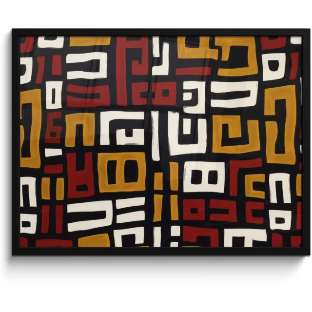 FrameYourWall Poster in lijst - Fotolijst 70x50 cm - Posters - Abstract - Patroon - Rood - Posterlijst zwart - Decoratie - Wanddecoratie woonkamer - Muurdecoratie slaapkamer