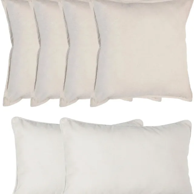 Atmosphera Bank/sierkussens Sophia - set 6x - Ivoor wit - polyester - met rits - In 2 formaten