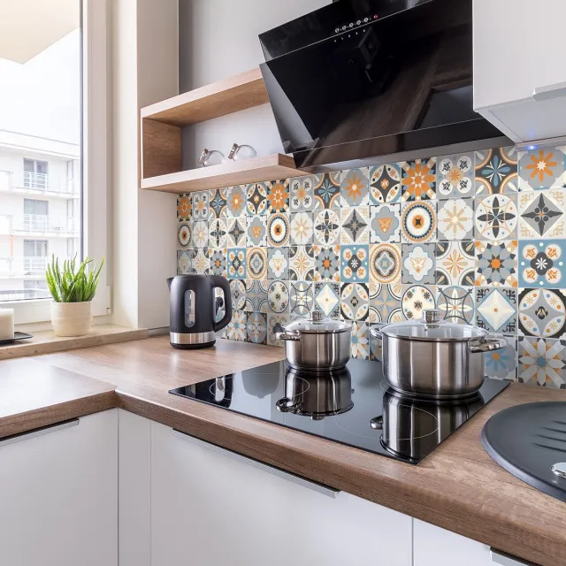 Ambiance Sticker Zelfklevende tegelmuurstickers voor keuken en badkamer - 24 tegelstickers, Azulejos Grazelano-stijl - 24 stickers, 15x15 cm Multi color