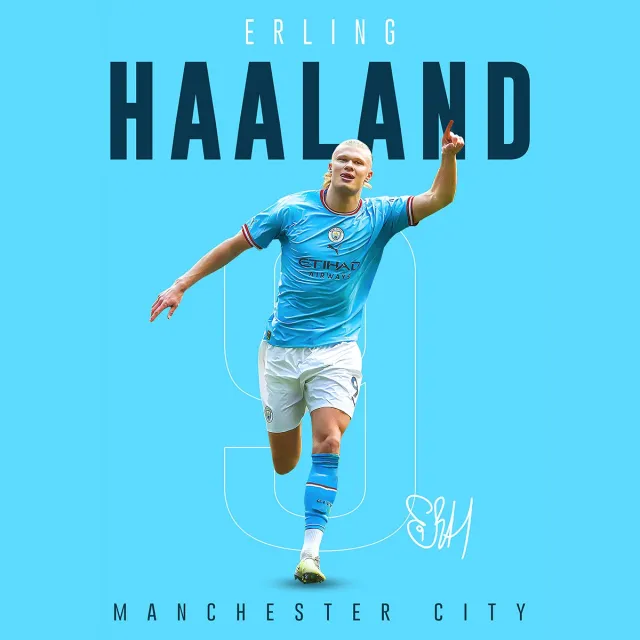 Kleurmedia Poster Erling Braut Haaland - Star Collection - Manchester City - A2+ Formaat 43,2 x 61 cm - Voetbal Posters - Geschikt om in te lijsten - Poster Haaland - Voetbal Cadeau