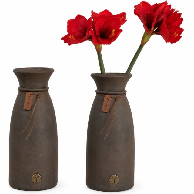 Brynxz Vaas met Leren Koord - Majestic Brown - 35 cm Hoog - Ø16 cm - Bruin