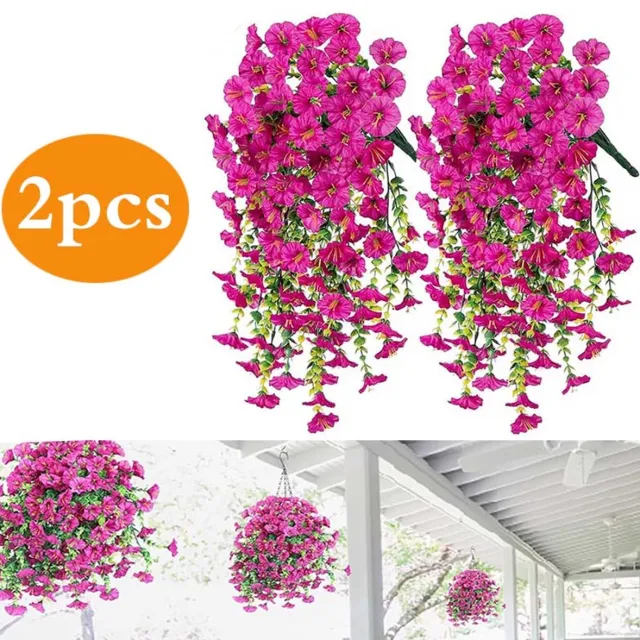 Bwecuy 2 stuks Kunstmatige winde slinger 75 cm - Kunstmatige slingerkrans - Decoratie voor huis, tuin en bruiloft - Hangende kunstbloemen - Roze rood