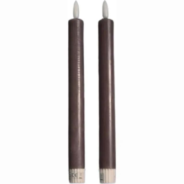 Vintage & More Led kaars - Bruin - 25cm - Ledkaarsen - Inclusief timer en afstandsbediening - Led kaarsen met flikkerende vlam - Kaarsen op batterijen Toffee