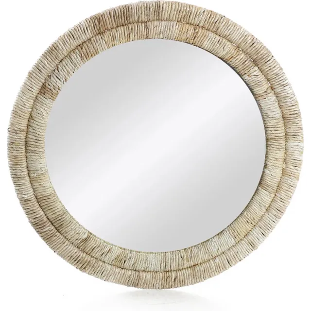 Canal Living Yogey Spiegel medium - Ø60 - Bananenbladeren - Luxueuze wandspiegel Woodlook