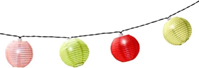 Lumineo Solar lampion tuinverlichting/feestverlichting roze, groen, rood, lichtgroen 4.5m - Partyverlichting Lichtsnoeren