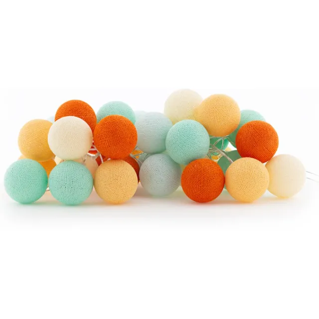 Cotton Ball Lights LED lichtslinger voor binnen - Handgemaakt en Fairtrade - 35 lampjes - Sunset