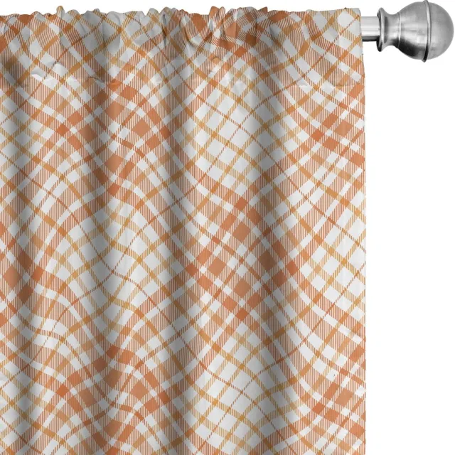 ABAKUHAUS Geruite Voorhangen – Tartan Oranje/Wit – 2x75x225