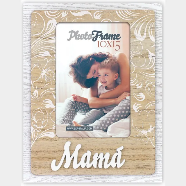 Zep Houten Fotolijst met tekst Mama / Alessia ES Bruin voor foto 10x15 - FE8846
