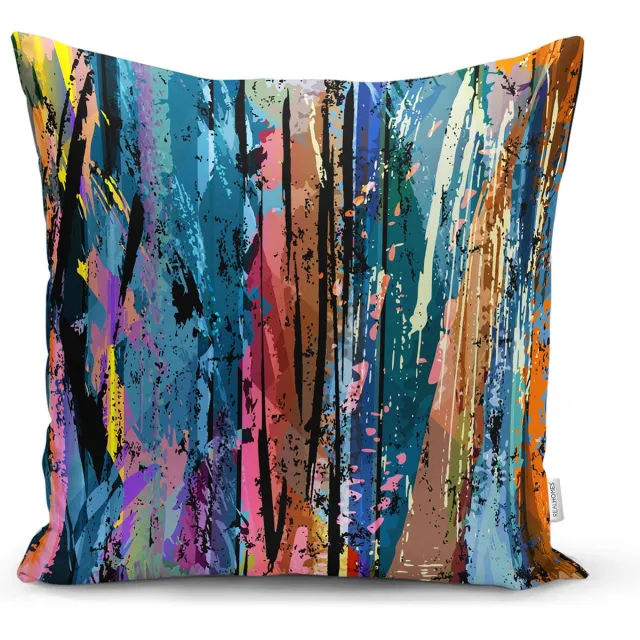 De Groen Home Kussensloop - kussenhoes - Sierkussenhoes - hoes voor sierkussens KUNST 50x50 cm - Waterverf - Velvet Fluweel - Aan beide zijdig bedrukt blauw