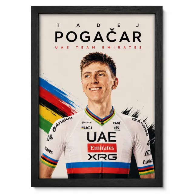Joshimo Tadej Pogačar Poster | Wielrennen | Wielerposter | Inclusief Zwarte A4 Lijst