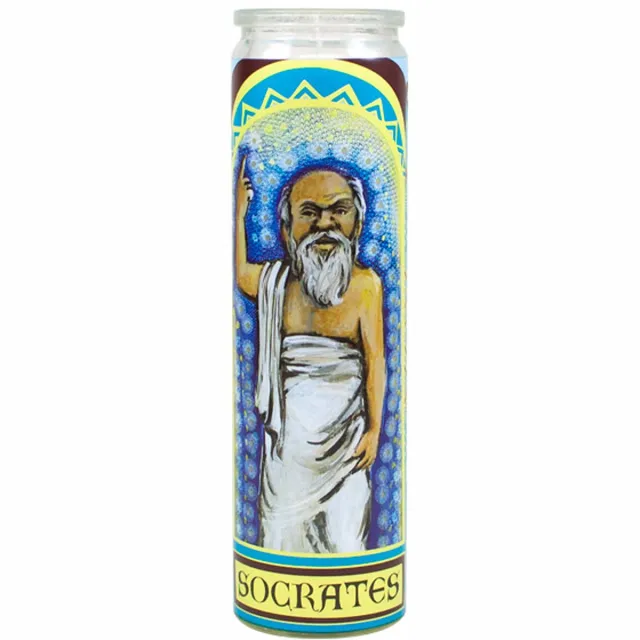 Megamoviestore Socrates Secular Saint Candle - 8.5 Inch Glass Prayer Votive - 0814229004257 Wit