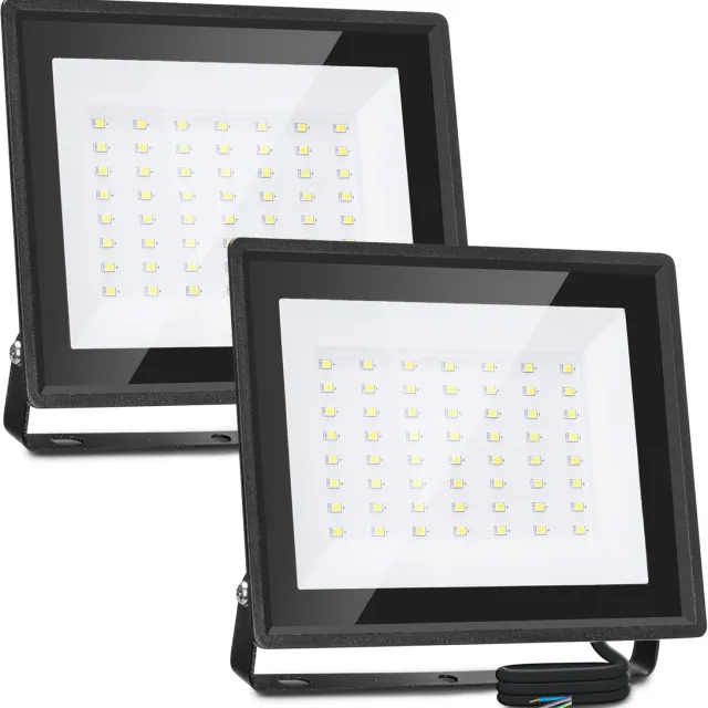 Aigostar 2 Stuks - 50W LED schijnwerper - IP65 Buitenverlichting - Buitenlamp - 6500K - Floodlight - Breedstraler - Zwart