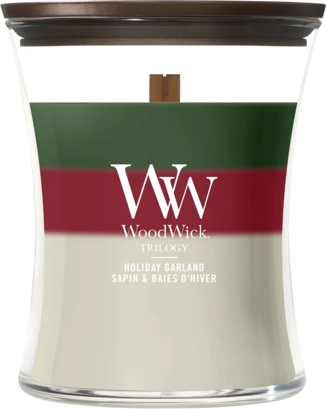 Woodwick Trilogy Holiday Garland Medium Geurkaars Meerkleurig