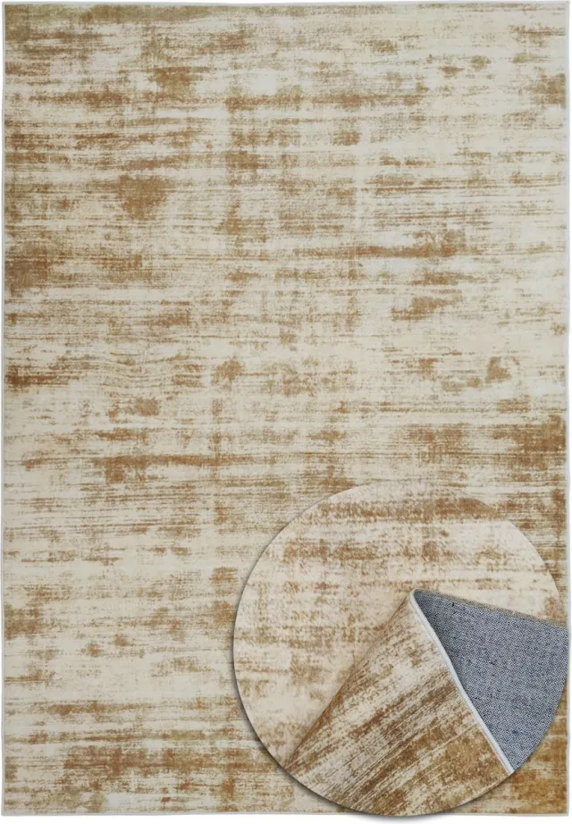 TESSO LIVING Modern Abstract Vloerkleed - Zacht - Machinewasbaar Tapijt- Antislip - Premium Polyester Vezels - Goud - 160cm x 230cm