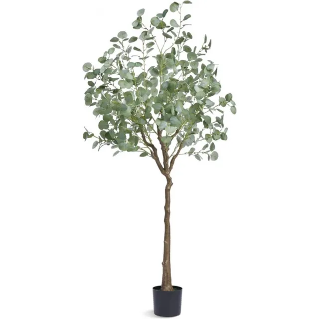 Bolt Edge Kunstplant Eucalyptus - Kunstplanten voor binnen en buiten - Palmboom - In pot - Kunstbloemen - Geurloos 80x80x181 cm Black
