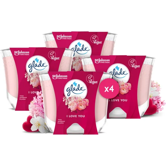 Glade Vegan Geurkaars - I Love You Kaars - 4 x Roze