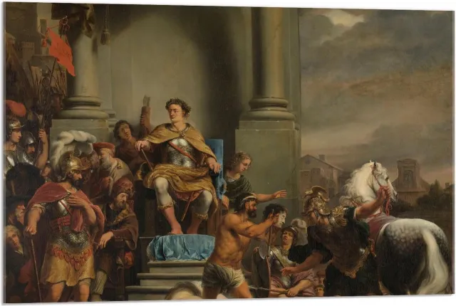 KuijsFotoprint Acrylglas - Oude Meesters - Titus Manlius laat zijn zoon onthoofden, Ferdinand Bol - 90x60cm Foto op Acrylglas (Wanddecoratie op Acrylglas) Rood