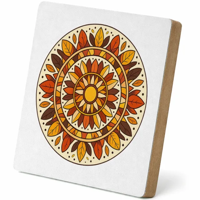 Mr Cadeautjes MDF staande fotolijst 15,2 x 15,2 - design Ronde zonnewaaier met botanische rust | cadeau Wit