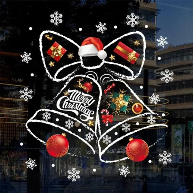 KZQ Christmas Decals,Window Stickers Decoration Electrostatic Non-Adhesive Window Clings for Tile Glass Window Decorations Holiday Decor Goud