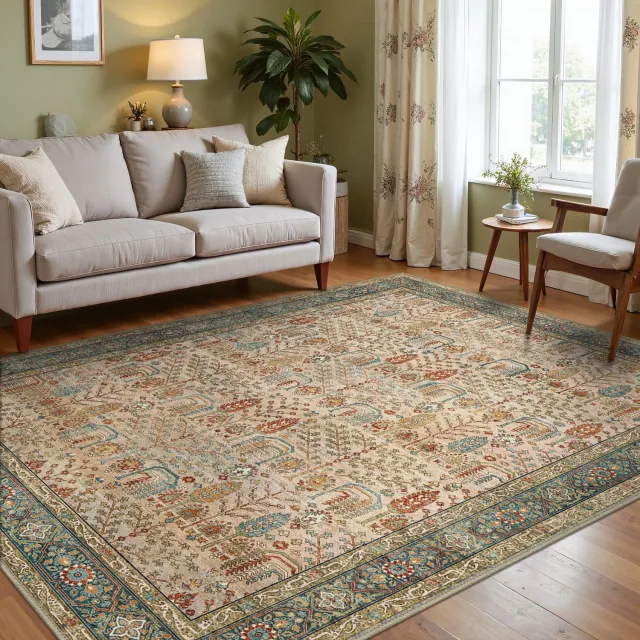 GENIMO Tapijt -Vintage Boho kortpolig-Antislip en maschinwasbaar-Rechthoekig voor woonkamer en eetkamer-Rood