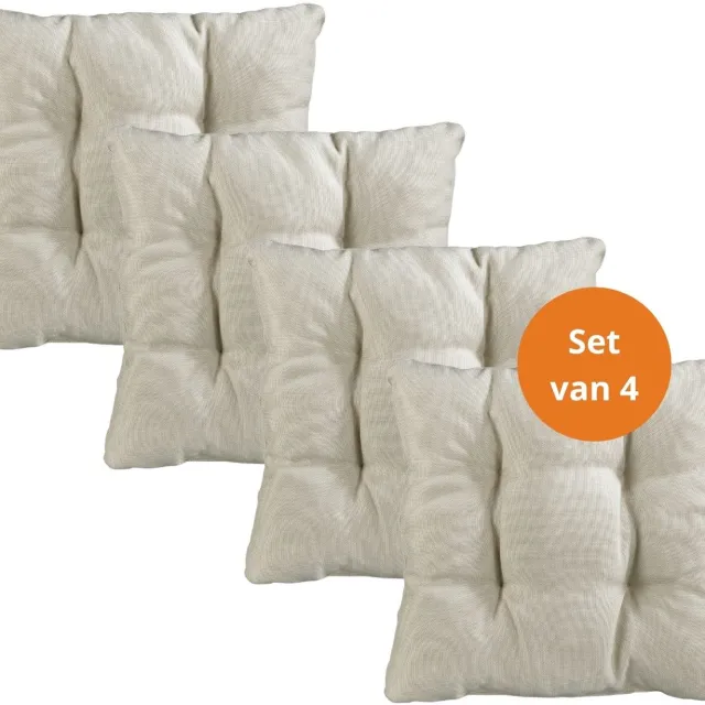 Sleepling stoelkussen, 38 x 38 cm, set van 4, zachte bekledingsstof, zitkussen in beige