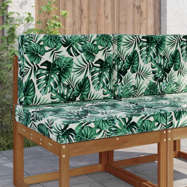 vidaXL Buiten bankkussen Polyester Bladpatroon 60 x 60 cm Bladpatroon wit
