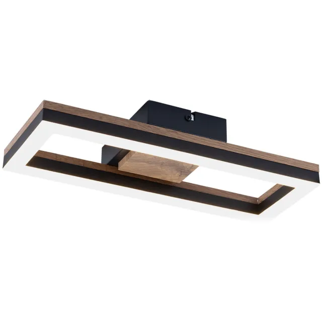 Globo Plafondlamp BEATRIX 12 Watt Matt zwart 1-Lichts Matt zwart - Rechthoek