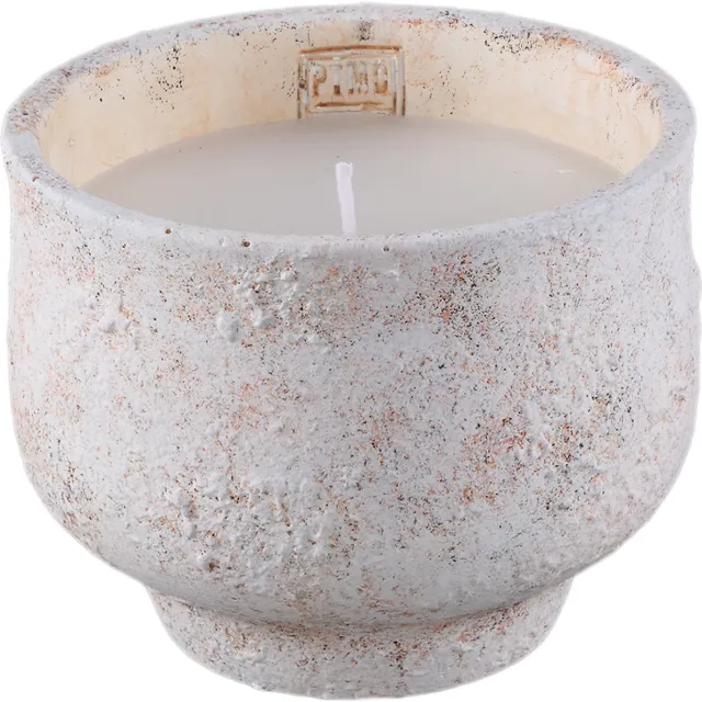 PTMD Haily White Cement Outdoor Candle On Base Wit