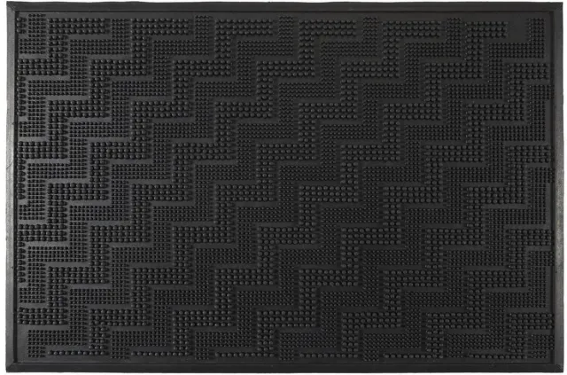 HOME DECO FACTORY Deurmat - anti slip - rubber - zwart - 40 x 60 cm - schoonloopmat - met reliëf