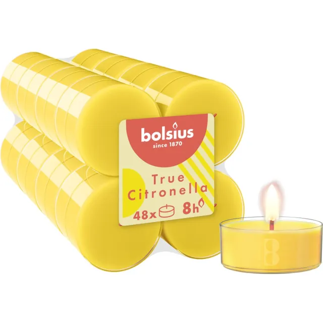 Bolsius 48 Maxi Geurtheelichten - Citronella - Waxinelichten Geel