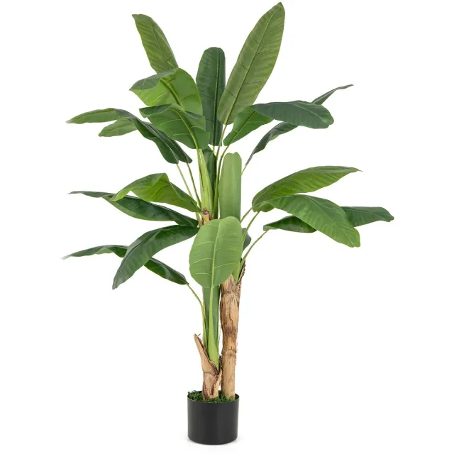 Costway 160 cm kunstplant tropische palm, kunstmatige paradijsvogel plant, kamerplant met stabiele pot en 18 bladeren, bananenboom voor tuin, kantoor, kamer, decoratie, groen