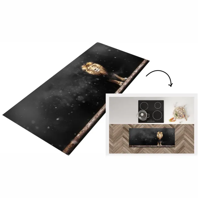 KitchenYeah Keukenloper - Loper keuken - Leeuw - Sneeuw - Portret - Keukenloper vinyl Multicolor