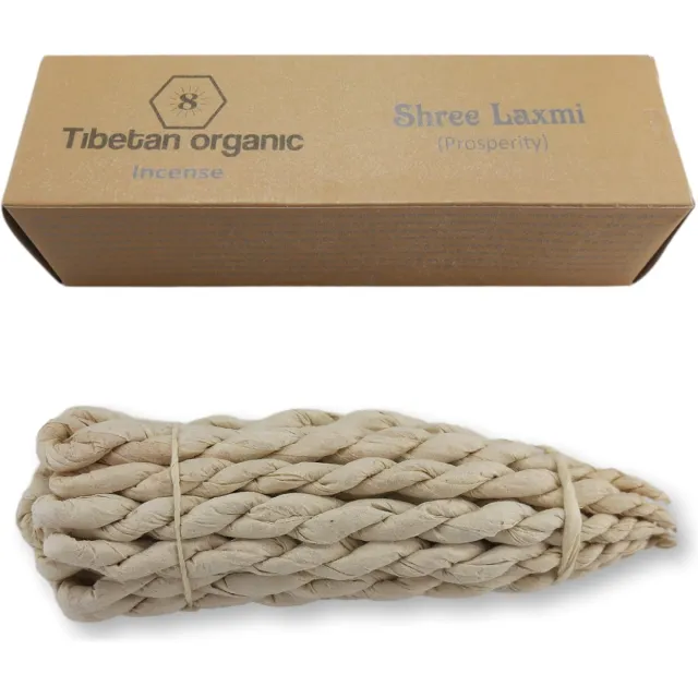 Tibetan Tibetaanse Biologische Wierook Shree Laxmi (Geluk) - Handgemaakt - 100% Natuurlijk - 20 stuks - Mix Van Pure Himalaya-Kruiden - 20 Wierookstokjes Creme