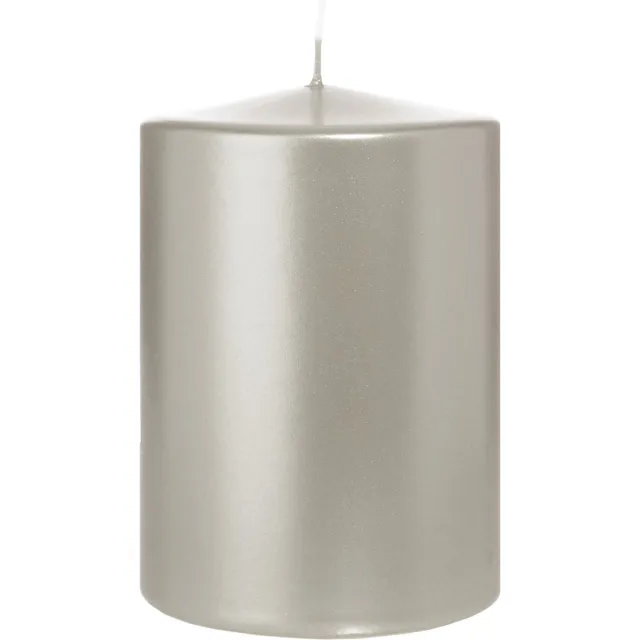Wiedemann Cilinderkaars/stompkaars groot - metallic zilver - 15 x 10 cm - 113 branduren - zuilkaarsen