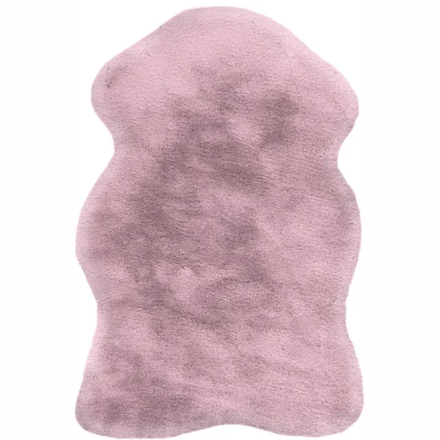 Padiro knus hoogpolig vloerkleed met lamsvachtlook 60 x 90 cm - oudroze - modern effen ontwerp - voor vloerverwarming - van polyester en kunsthars
